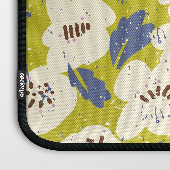 Bold flowers in my garden on yellow green Laptop Sleeve Gallery Image 3