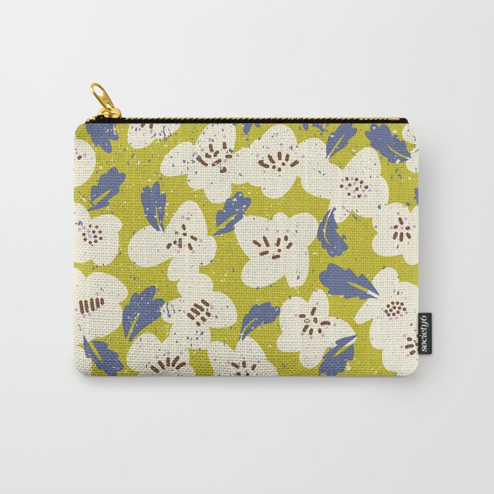 Bold flowers in my garden on yellow green Carry All Pouch Gallery Image 1