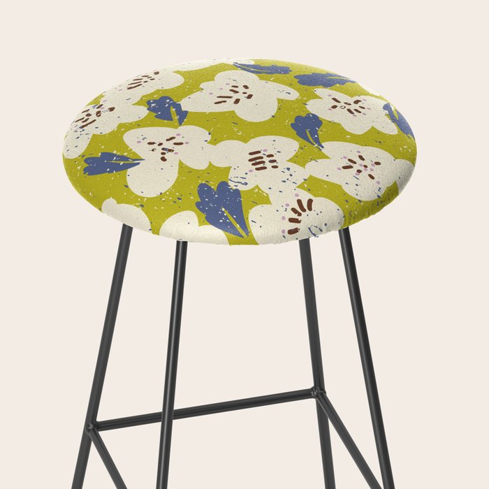 Bold flowers in my garden on yellow green Stool Gallery Image 2