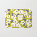 Bold flowers in my garden on yellow green Bath Mat Gallery Image 1