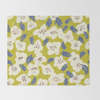 Bold flowers in my garden on yellow green Throw Blanket Gallery Image 2