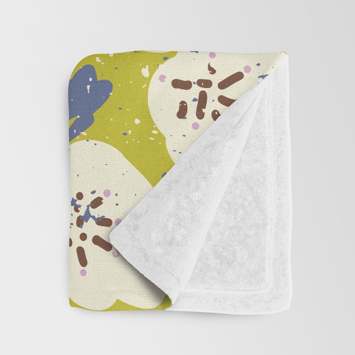 Bold flowers in my garden on yellow green Throw Blanket Gallery Image 3