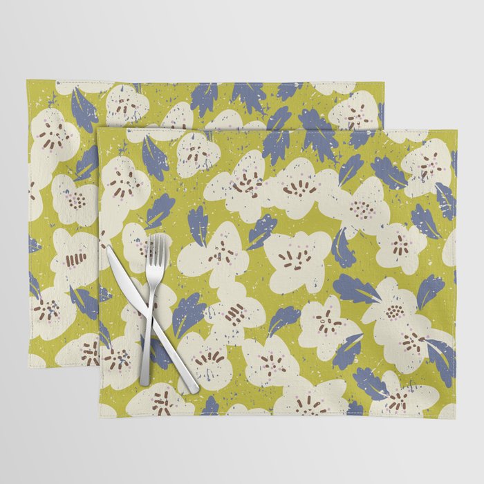 Bold flowers in my garden on yellow green Placemat Gallery Image 1