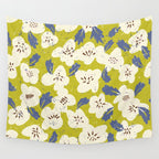 Bold flowers in my garden on yellow green Wall Tapestry Gallery Image 4