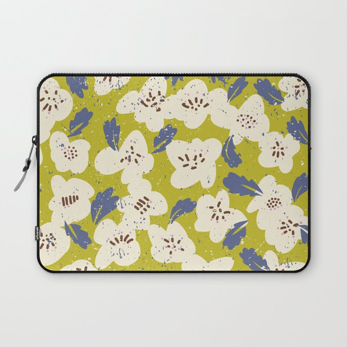 Bold flowers in my garden on yellow green Laptop Sleeve Gallery Image 1