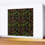 Vintage & Shabby Chic - vintage botanical wildflowers and berries on black Wall Mural Gallery Image 2