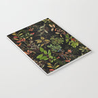 Vintage & Shabby Chic - vintage botanical wildflowers and berries on black Notebook Gallery Image 3