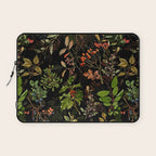 Vintage & Shabby Chic - vintage botanical wildflowers and berries on black Laptop Sleeve Gallery Image 1