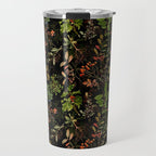 Vintage & Shabby Chic - vintage botanical wildflowers and berries on black Travel Mug Gallery Image 1