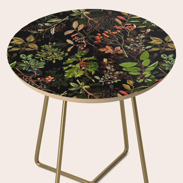 Vintage & Shabby Chic - vintage botanical wildflowers and berries on black Side Table Gallery Image 2
