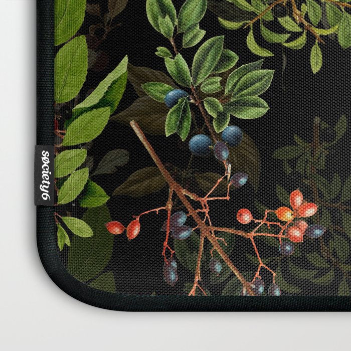 Vintage & Shabby Chic - vintage botanical wildflowers and berries on black Laptop Sleeve Gallery Image 3