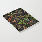 Vintage & Shabby Chic - vintage botanical wildflowers and berries on black Notebook Gallery Image 2