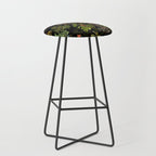 Vintage & Shabby Chic - vintage botanical wildflowers and berries on black Stool Gallery Image 1