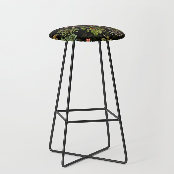 Vintage & Shabby Chic - vintage botanical wildflowers and berries on black Stool Gallery Image 1