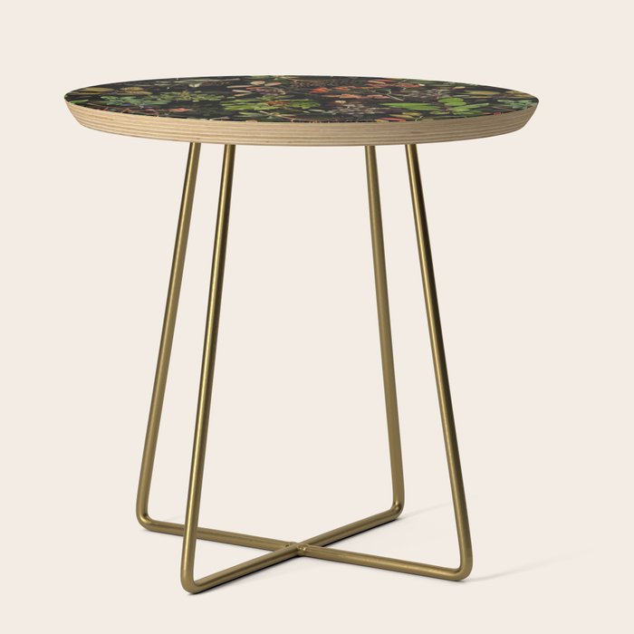 Vintage & Shabby Chic - vintage botanical wildflowers and berries on black Side Table Gallery Image 1