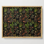 Vintage & Shabby Chic - vintage botanical wildflowers and berries on black Serving Tray Gallery Image 1