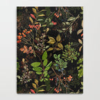 Vintage & Shabby Chic - vintage botanical wildflowers and berries on black Notebook Gallery Image 4