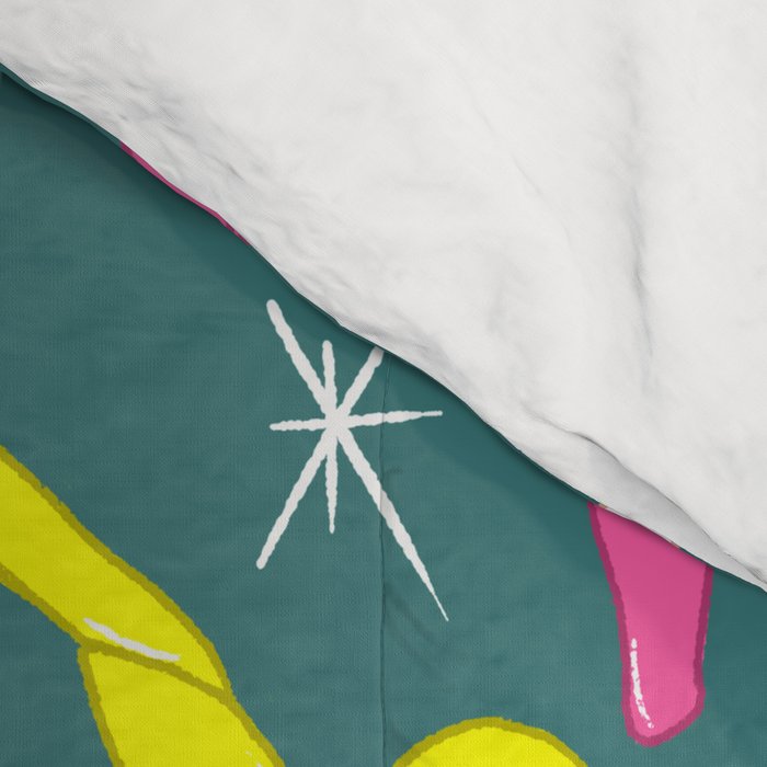 Festive Ribbons Pattern On Teal Comforter Gallery Image 4