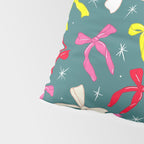 Festive Ribbons Pattern On Teal Pillow Sham Gallery Image 4