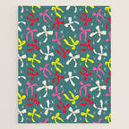 Festive Ribbons Pattern On Teal Jigsaw Puzzle Gallery Image 1