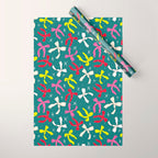 Festive Ribbons Pattern On Teal Wrapping Paper Gallery Image 1