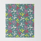 Festive Ribbons Pattern On Teal Throw Blanket Gallery Image 2