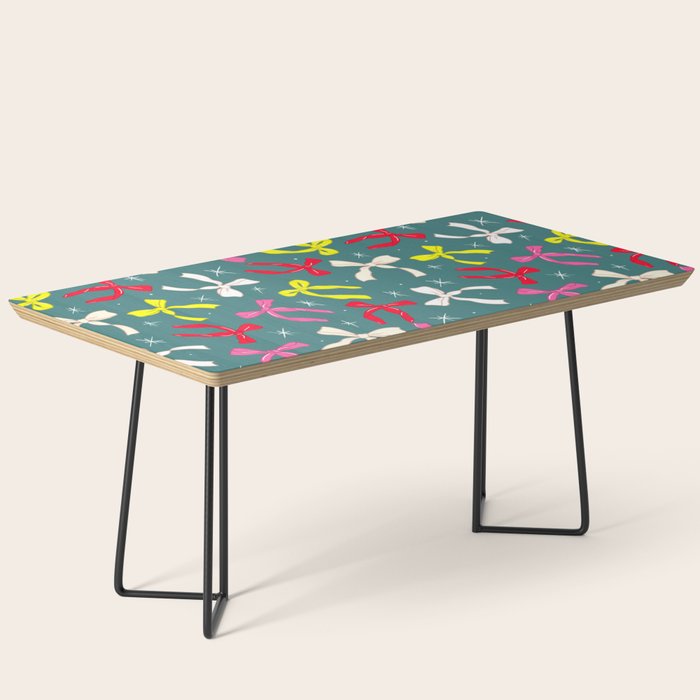 Festive Ribbons Pattern On Teal Coffee Table Gallery Image 1