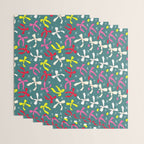 Festive Ribbons Pattern On Teal Wrapping Paper Gallery Image 3