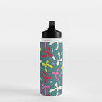 Festive Ribbons Pattern On Teal Water Bottle Gallery Image 3