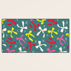 Festive Ribbons Pattern On Teal Desk Mat Gallery Image 3