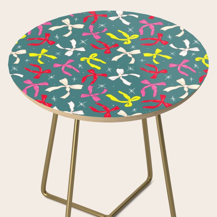 Festive Ribbons Pattern On Teal Side Table Gallery Image 2
