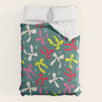 Festive Ribbons Pattern On Teal Duvet Cover Gallery Image 6