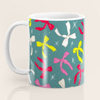 Festive Ribbons Pattern On Teal Coffee Mug Gallery Image 3