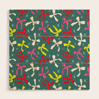 Festive Ribbons Pattern On Teal Wood Wall Art Gallery Image 1