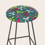 Festive Ribbons Pattern On Teal Stool Gallery Image 2