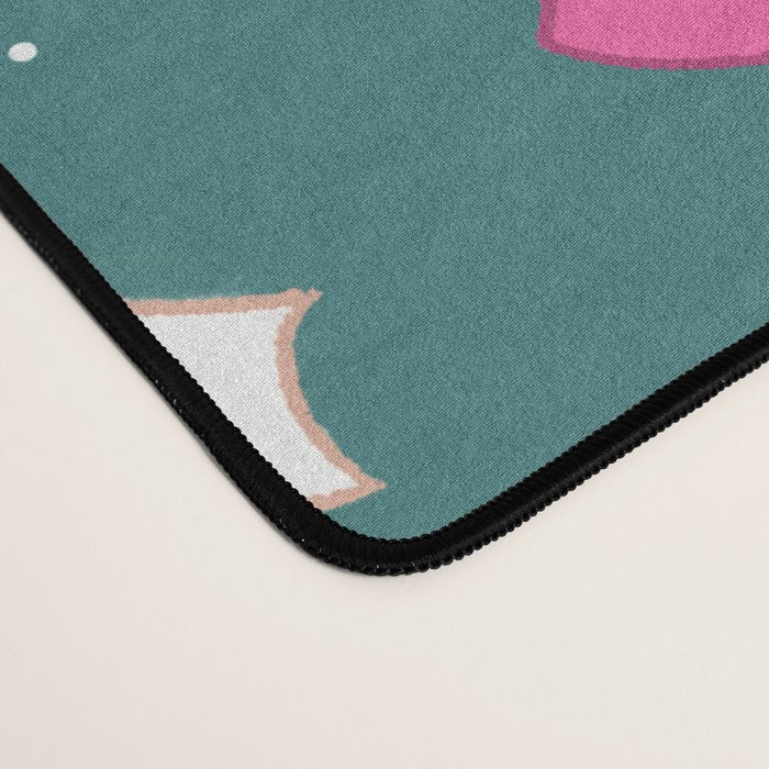 Festive Ribbons Pattern On Teal Desk Mat Gallery Image 4