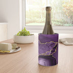 Glamour Purple Bohemian Watercolor Marble With Glitter Veins Wine Chiller Gallery Image 4