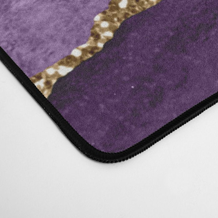 Glamour Purple Bohemian Watercolor Marble With Glitter Veins Desk Mat Gallery Image 4