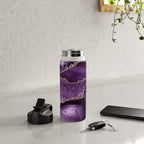 Glamour Purple Bohemian Watercolor Marble With Glitter Veins Water Bottle Gallery Image 4