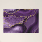 Glamour Purple Bohemian Watercolor Marble With Glitter Veins Welcome Mat Gallery Image 1