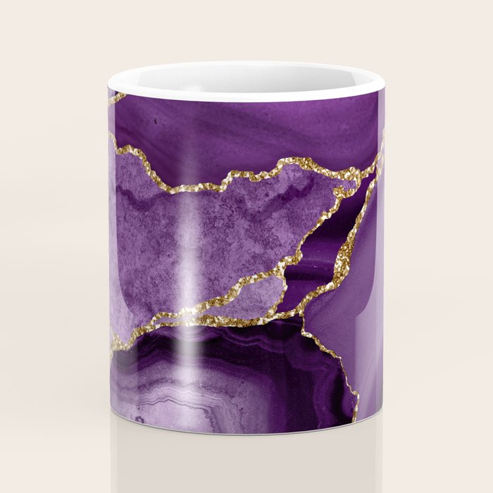 Glamour Purple Bohemian Watercolor Marble With Glitter Veins Coffee Mug Gallery Image 4