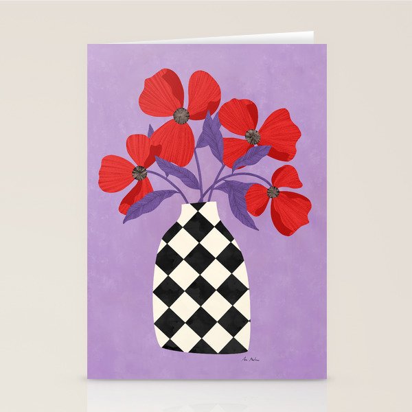 Poppies and vase of squares and diamonds Stationery Card Gallery Image 2