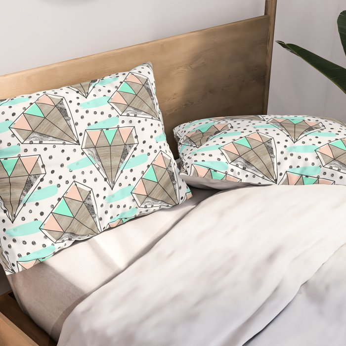 Colored diamonds and texture A Pillow Sham Gallery Image 2