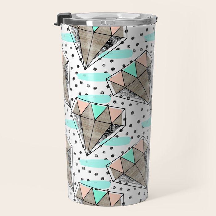 Colored diamonds and texture A Travel Mug Gallery Image 3