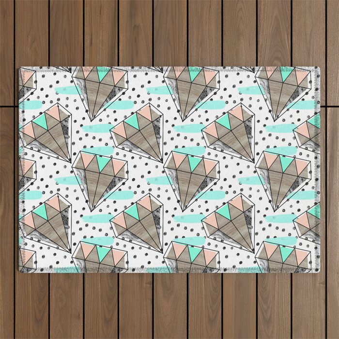 Colored diamonds and texture A Outdoor Rug Gallery Image 1