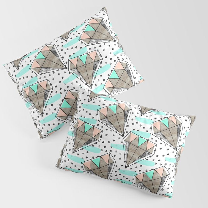 Colored diamonds and texture A Pillow Sham Gallery Image 1