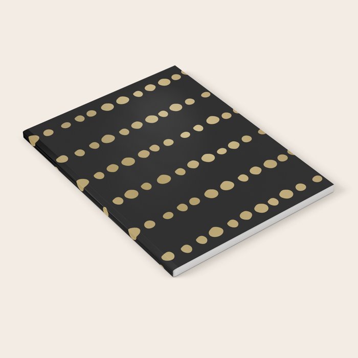 Boho Mudcloth Dots Pattern, Black and Gold Notebook Gallery Image 2