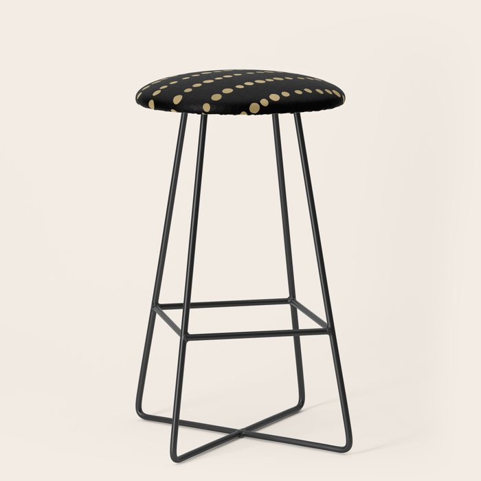 Boho Mudcloth Dots Pattern, Black and Gold Stool Gallery Image 1