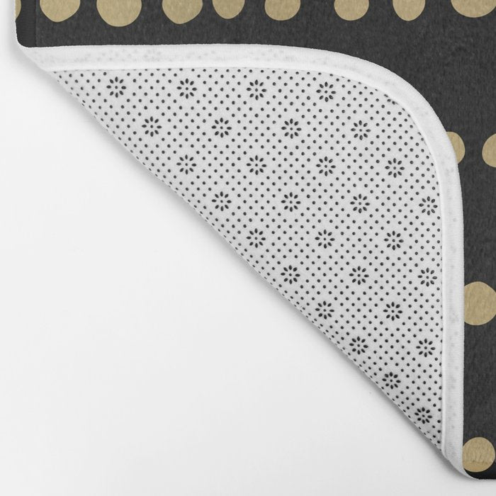 Boho Mudcloth Dots Pattern, Black and Gold Bath Mat Gallery Image 2