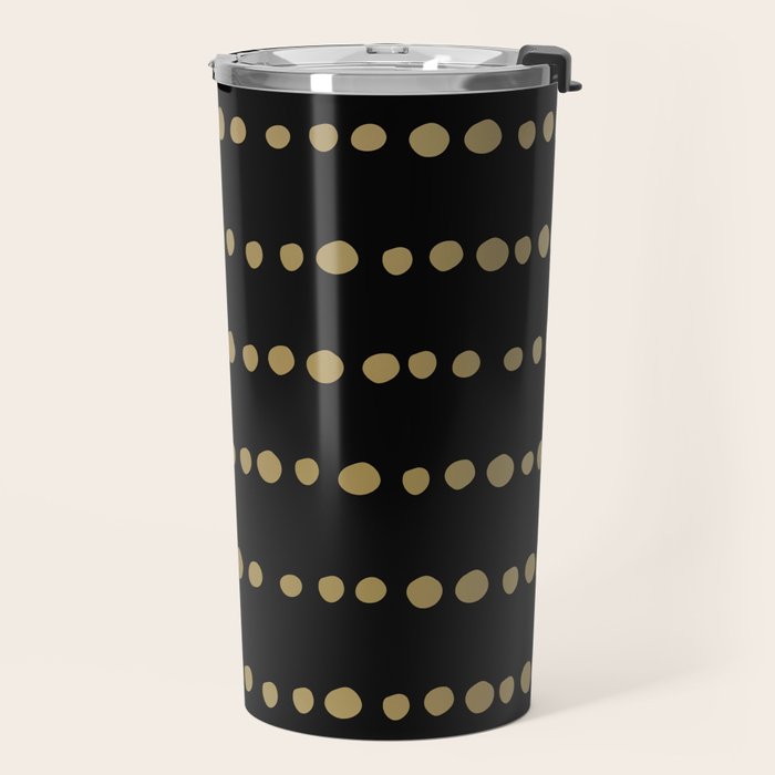Boho Mudcloth Dots Pattern, Black and Gold Travel Mug Gallery Image 2